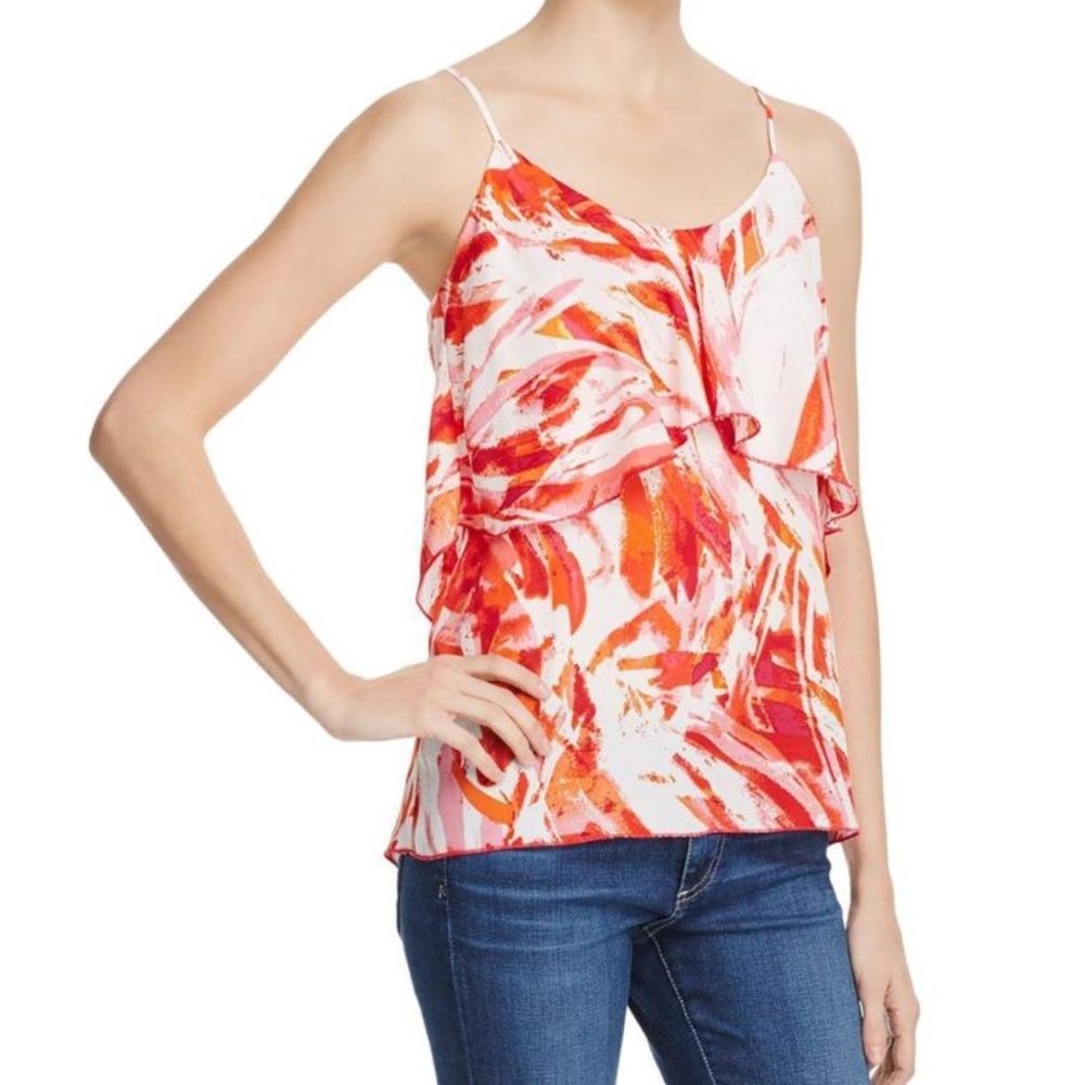 Aqua  Red Printed Tiered Casual Cami Top